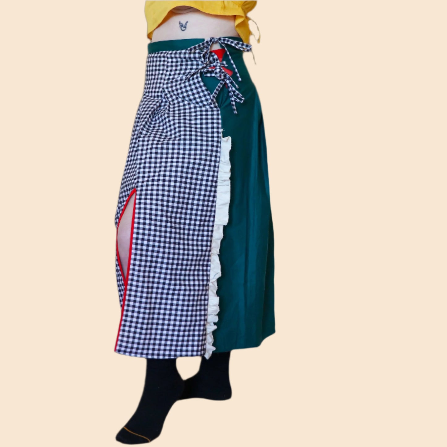 two-tone pleated skirt
