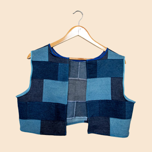 denim patchwork vested top
