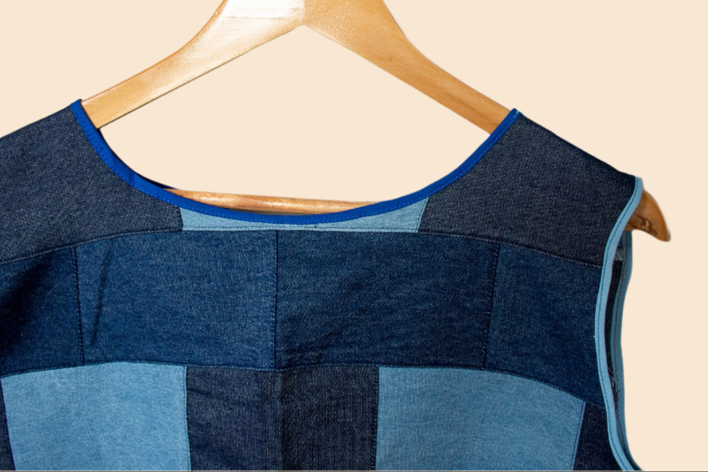 denim patchwork vested top